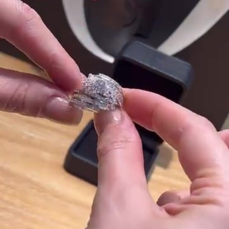 Jorrio handmade round cut dazzling multilayered sterling silver ring
