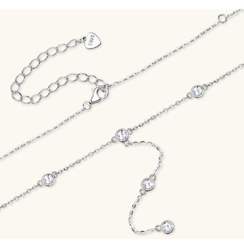 Jorrio handmade 1.1ct round cut elegant moissanite sterling silver y-necklace