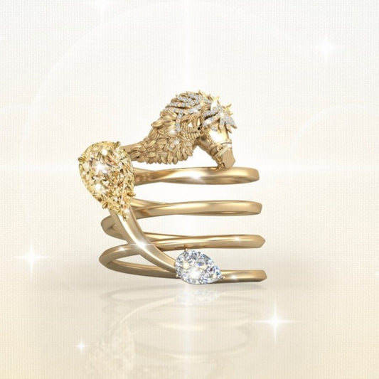 Jorrio handmade gold pear cut horse fashion sterling silver ring band