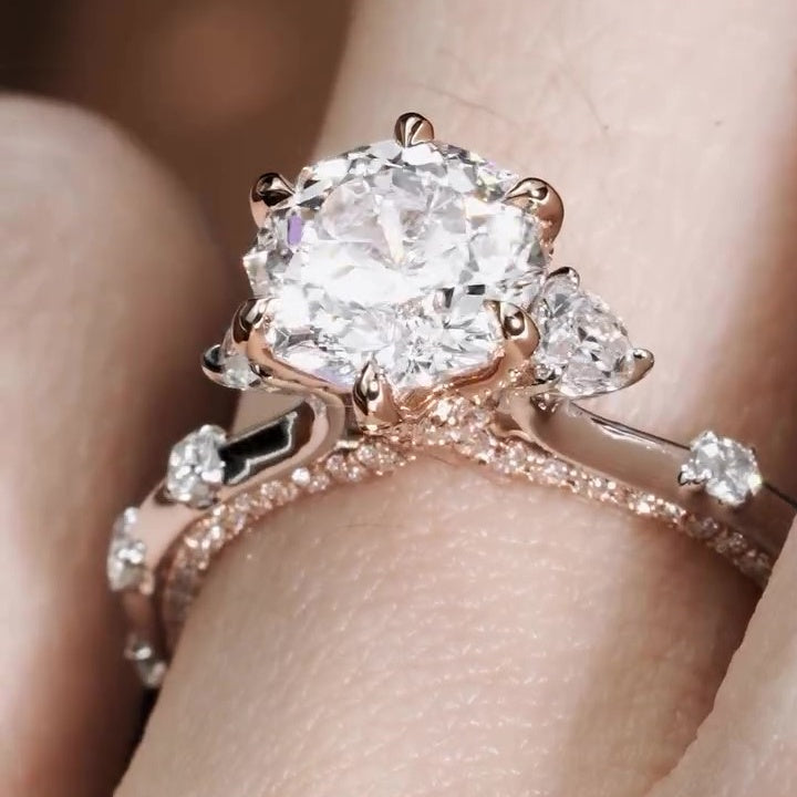 Jorrio round cut six claw moissanite delicate sterling silver ring