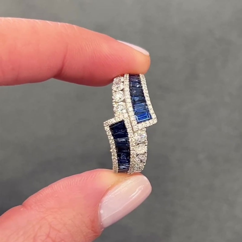 Jorrio handmade sapphire fashion sterling silver wedding women's band