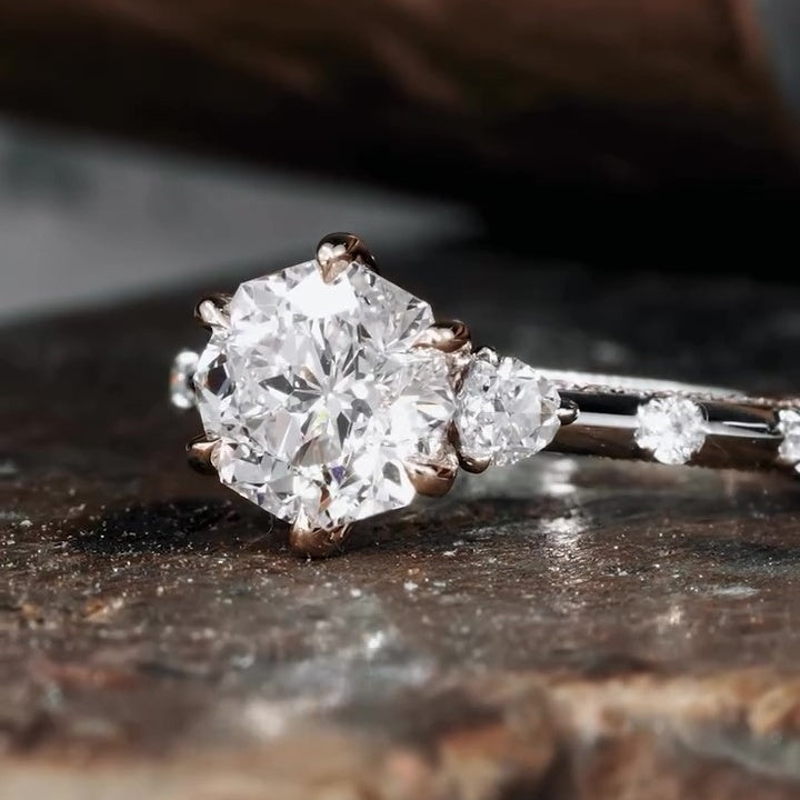 Jorrio round cut six claw moissanite delicate sterling silver ring