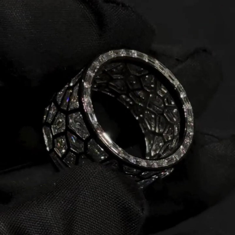Jorrio handmade unconventional random irregular polygon broken mirror men's ring