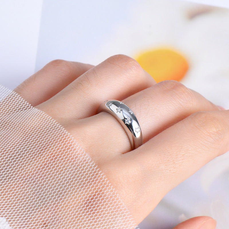 Jorrio handmade 0.11ct elegant and captivating star-adorned moissanite sterling silver ring