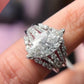 Jorrio Vintage 3 CT Marquise Cut Created 2 PCS Diamond Sterling Silver Bridal Set Wedding Ring