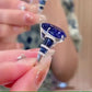 Jorrio handmade 4 ct sapphire pear cut vintage sterling silver engagement ring