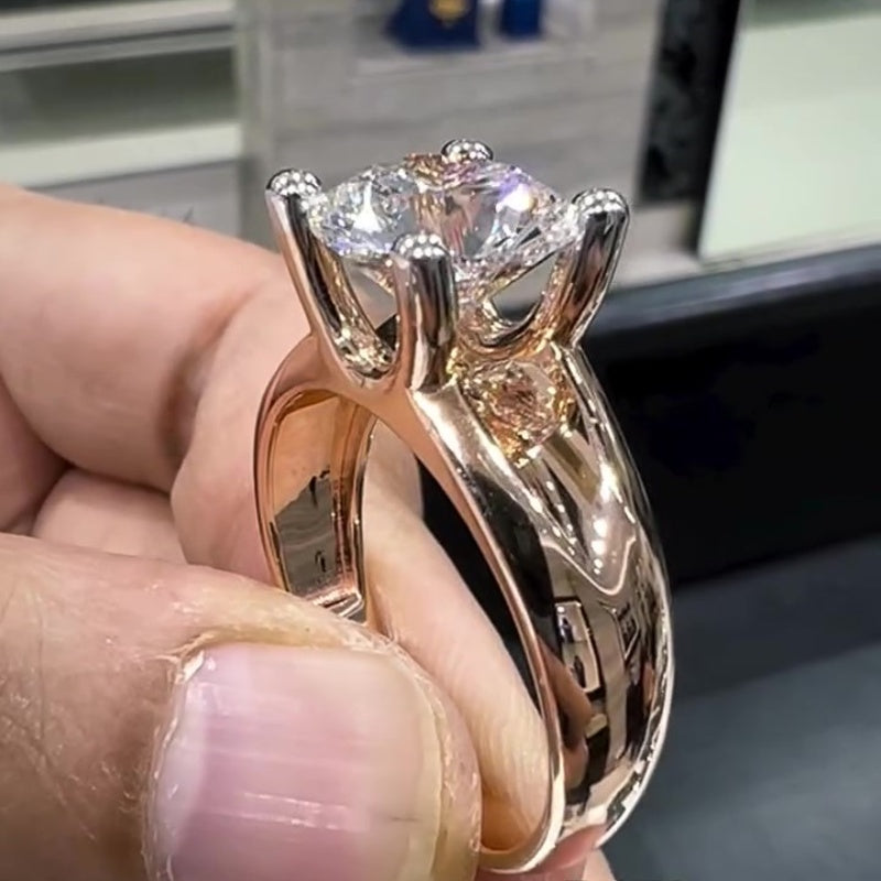 Jorrio handmade 5ct round cut moissanite dedicate sterling silver ring