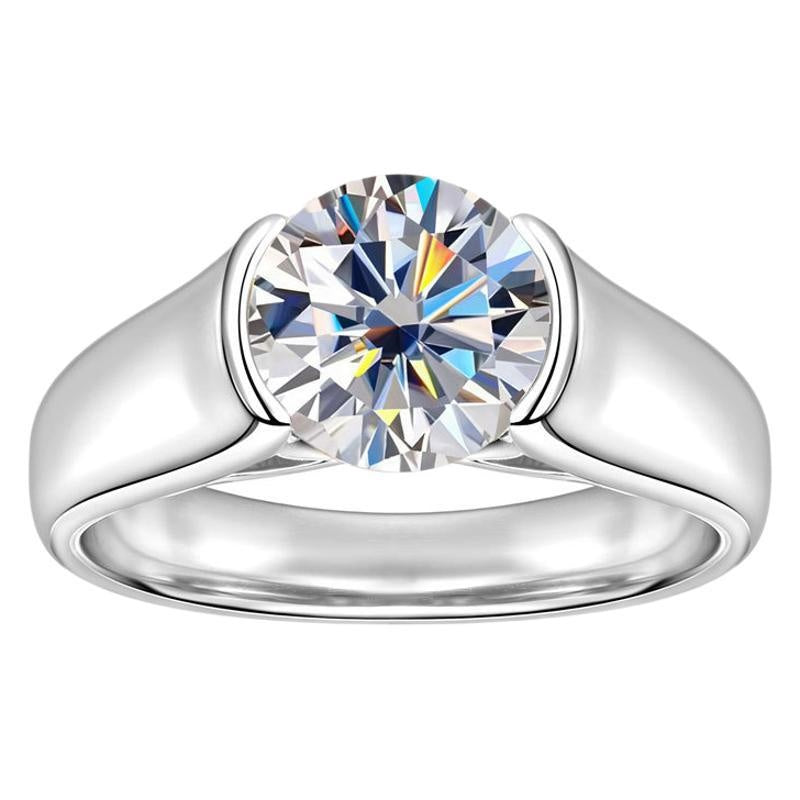 Jorrio handmade 2ct timeless & classic round solitaire moissanite sterling silver ring