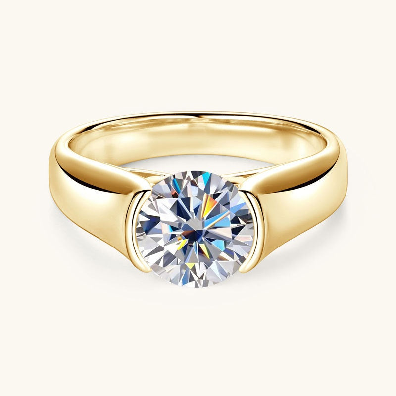 Jorrio handmade 2ct timeless & classic round solitaire moissanite sterling silver ring