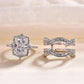 Jorrio handmade 3 ct radiant cut vintage 2pcs sterling silver wedding ring set
