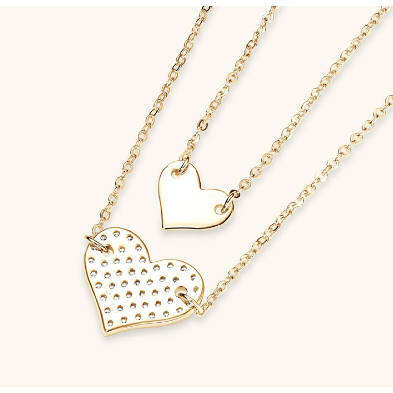 Jorrio handmade 0.6ct round cut timeless double heart moissanite sterling silver necklace