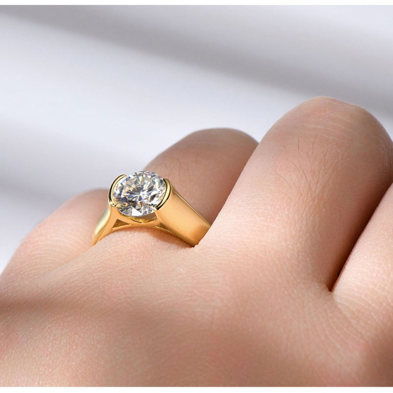 Jorrio handmade 2ct timeless & classic round solitaire moissanite sterling silver ring