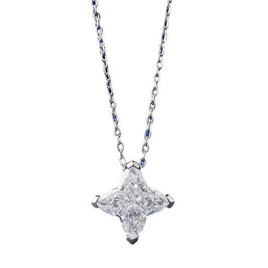 Jorrio handmade four-pointed star shaped diamond sterling silver necklace