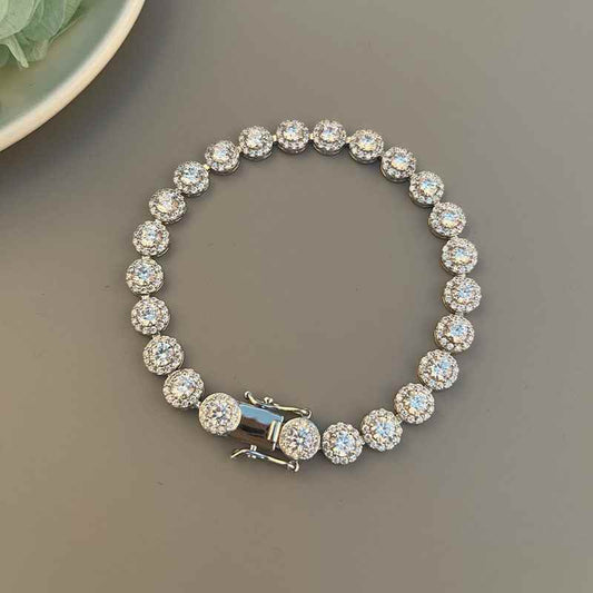 Jorrio handmade round cut classic sterling silver diamond bracelet
