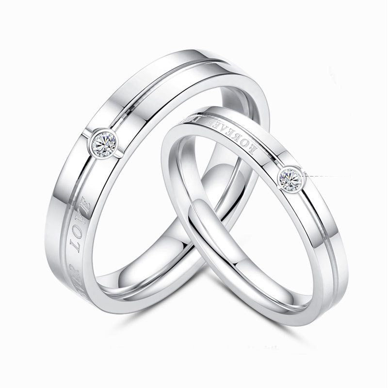 Jorrio Handmade Round Cut Forever Love Sterling Silver Couple Rings