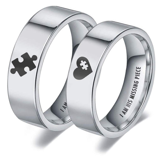Jorrio classic fashion love puzzle wedding ring Anniversary Couple Rings Set