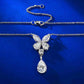 Jorrio handmade 2ct butterfly pear cut vintage sterling silver necklace