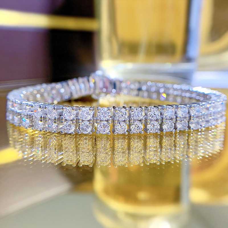 Jorrio round cut double row diamond sterling silver Bracelet