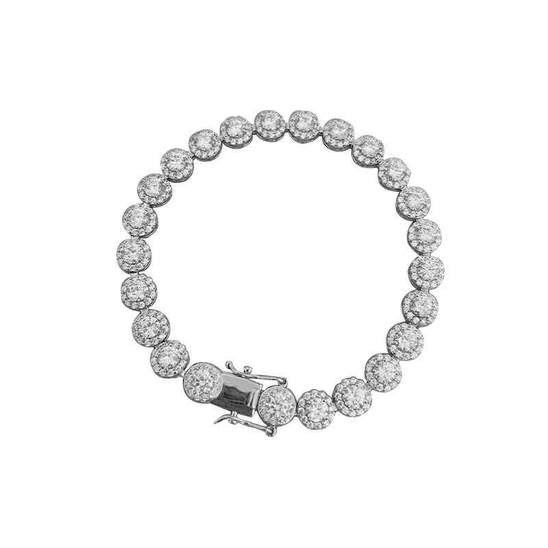 Jorrio handmade round cut classic sterling silver diamond bracelet