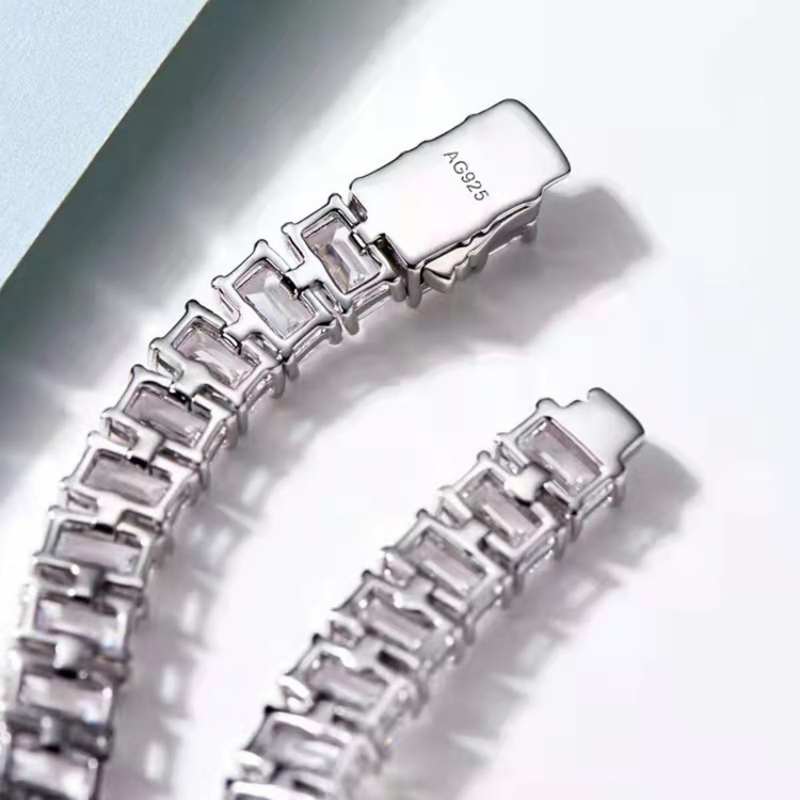 Jorrio handmade emerald cut multi stone sterling silver bracelet