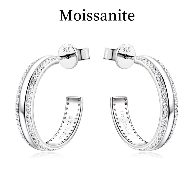 Jorrio handmade fashion round calssic moissanite sterling silver earrings