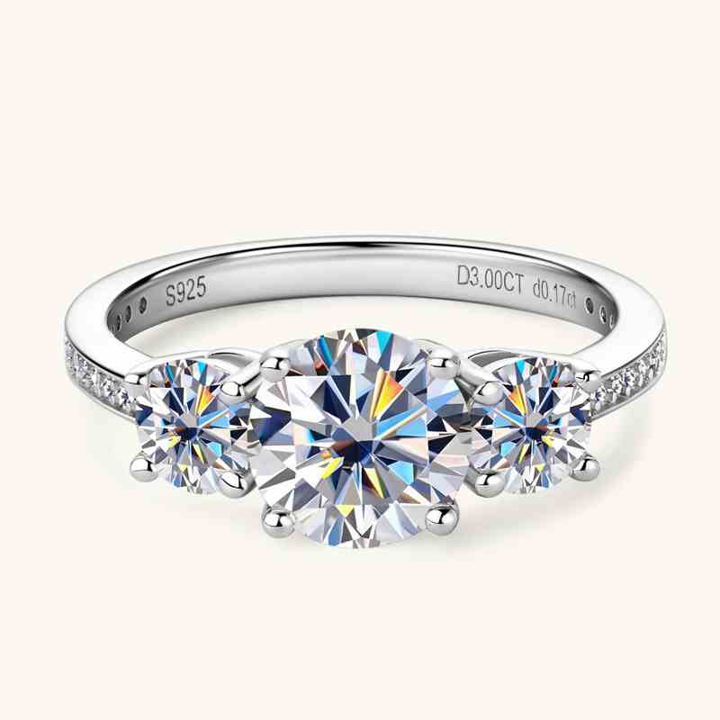 Jorrio handmade 3ct round cut Moissanite sterling silver wedding engagement ring