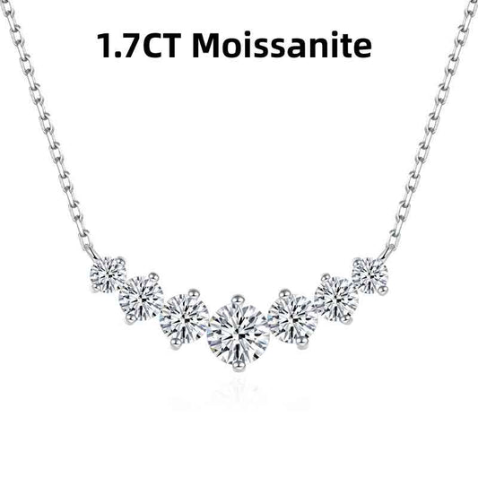 Jorrio handmade smile V shaped classic full 1.7ct moissanite diamond sterling silver necklace