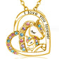 Jorrio handmade unicorn heart rhinestone sterling silver necklace
