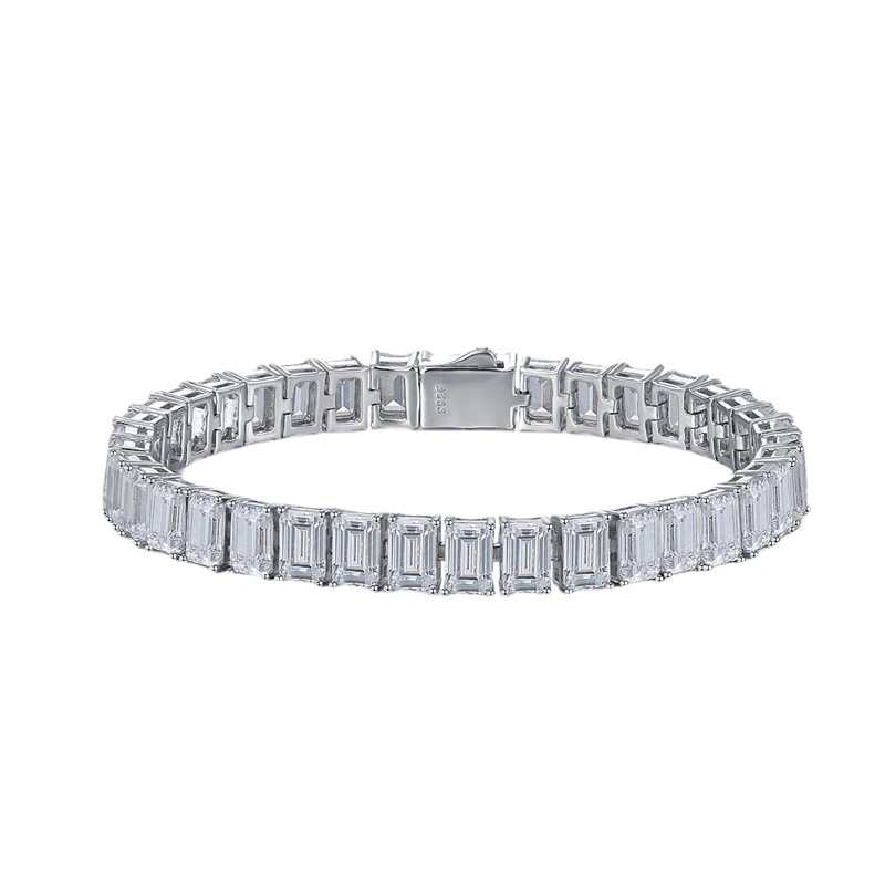 Jorrio handmade emerald cut multi stone sterling silver bracelet