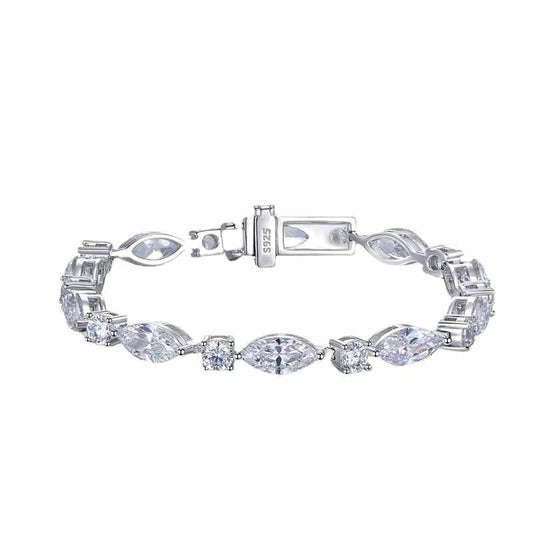 Jorrio handmade marquise cut classic sterling silver diamond bracelet