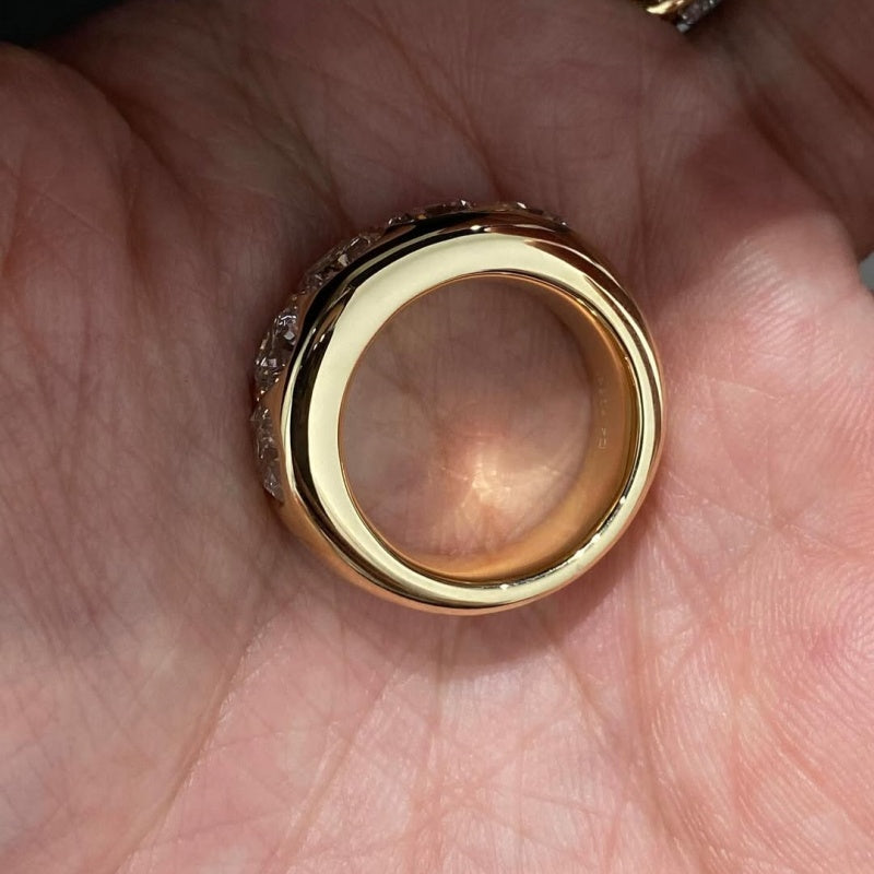 Jorrio handmade brilliant round & cushion cut gold men's band ring