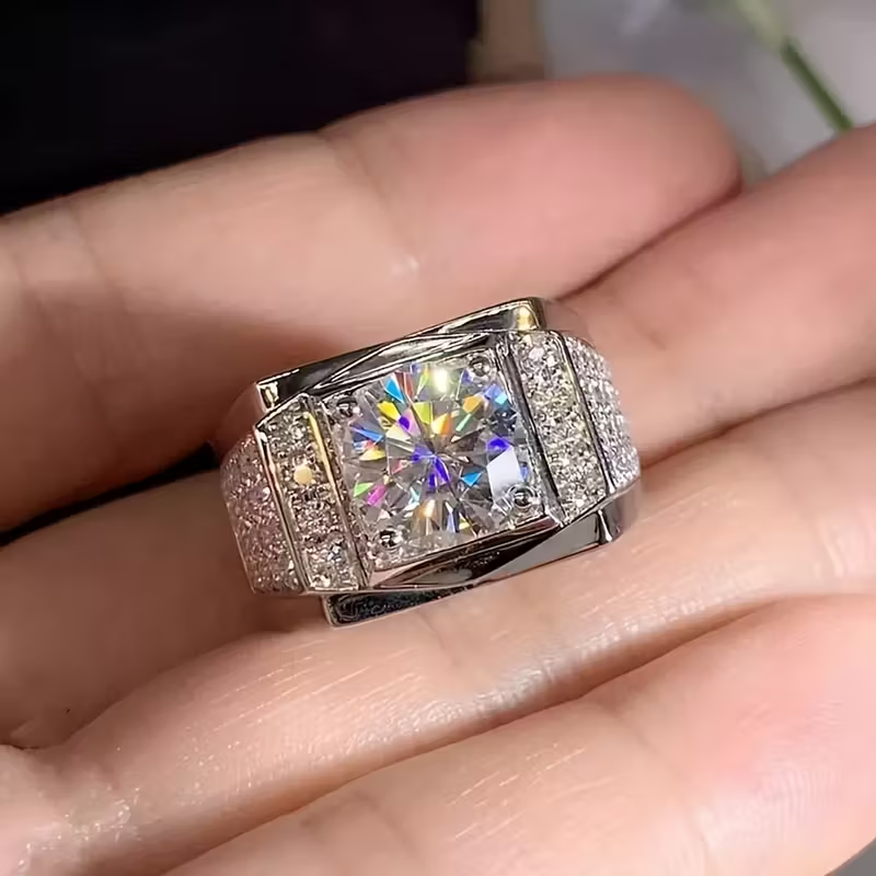Jorrio handmade 3ct round cut regal brilliance men’s statement ring