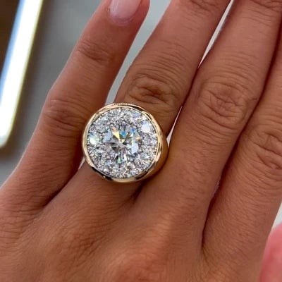 Jorrio handmade gold 3ct round cut diamond sterling silver engagement ring