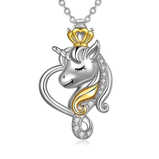 Jorrio handmade cartoon crown unicorn sterling silver necklace