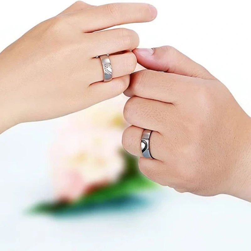 Jorrio Handmade Heart Promise Sterling Silver Couple Rings Set