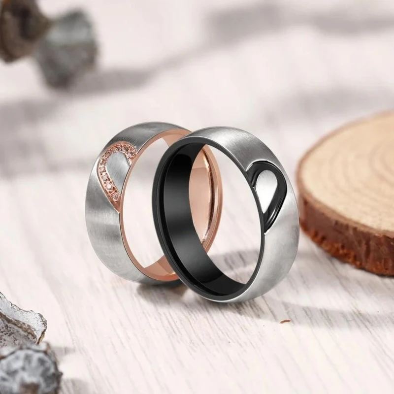 Jorrio Handmade Heart Promise Sterling Silver Couple Rings Set