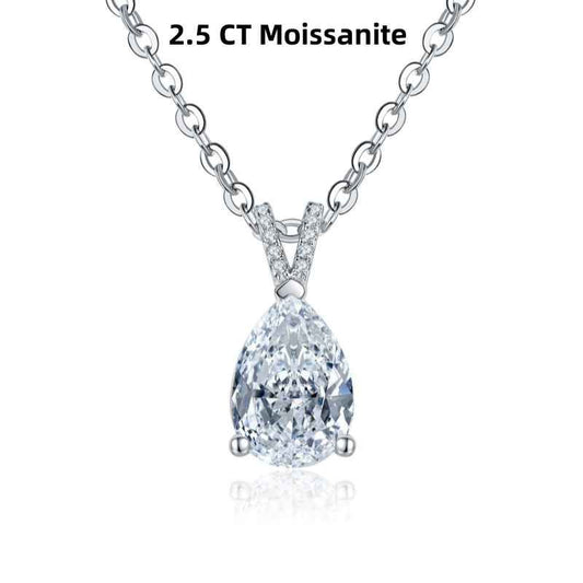 Jorrio handmade 2.5ct pear cut Moissanite classic sterling silver necklace