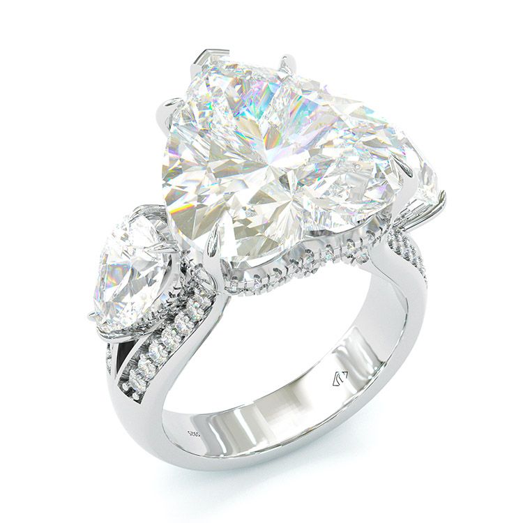 Jorrio heart cut vintage created diamond sterling silver wedding ring engagement ring
