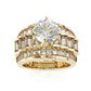 Jorrio handmade gold round cut vintage sterling silver engagement wedding ring