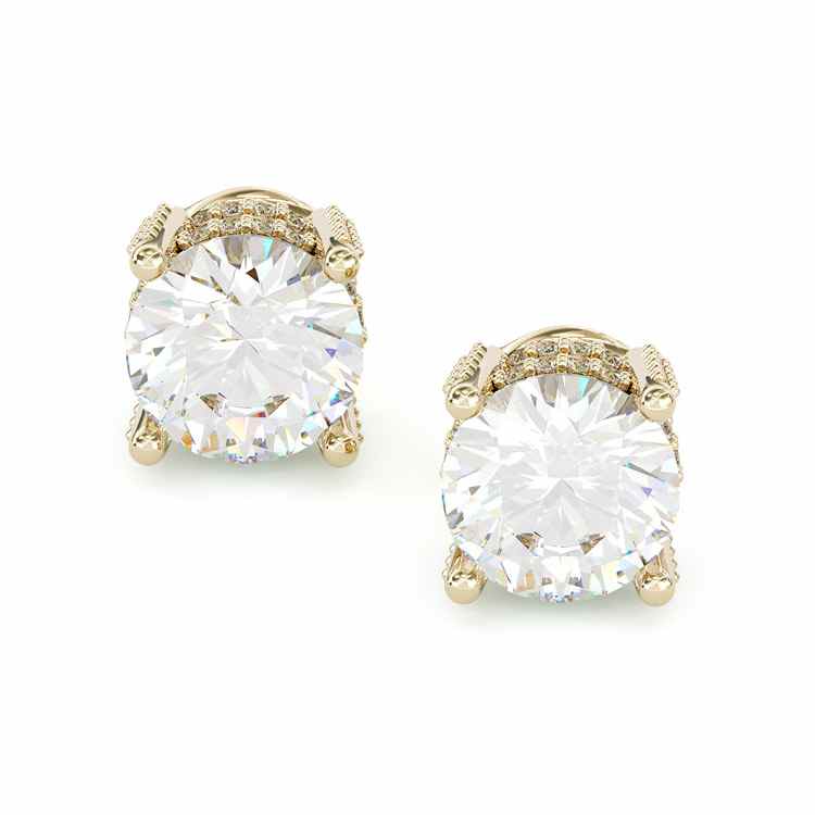 Jorrio gold 2ct round cut classic sterling silver earrings