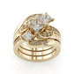 Jorrio princess cut Gold vintage Engagement Wedding ring 3pcs Bridal  Set