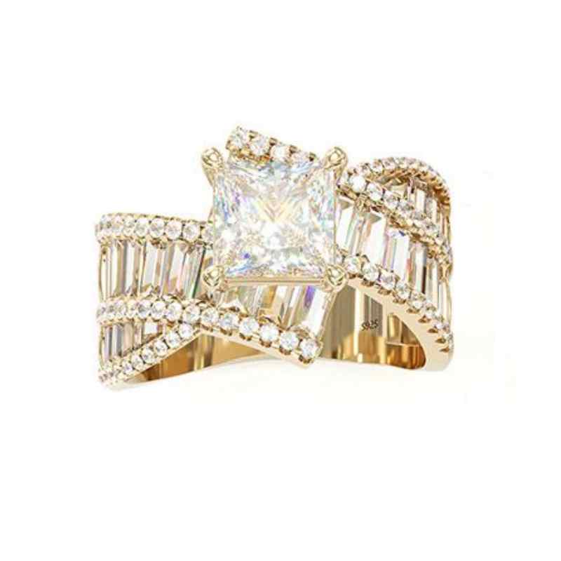 Jorrio handmade gold 2ct princess cut sterling silver engagement ring