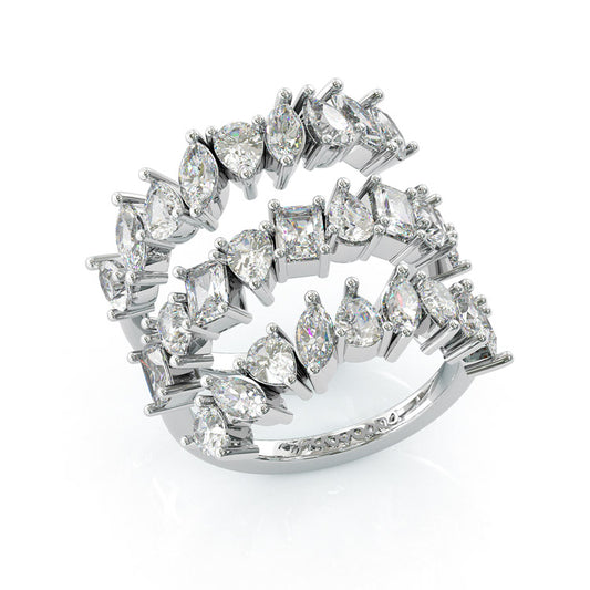 Jorrio handmade triple row spiral wrap diamond sterling silver ring