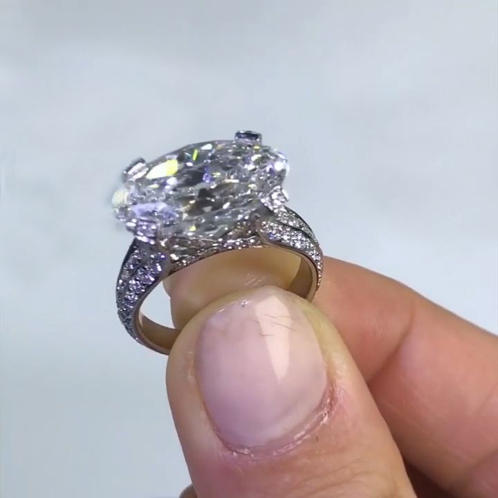Jorrio Handmade Oval Cut Vintage Sterling Silver Wedding Engagement Ring