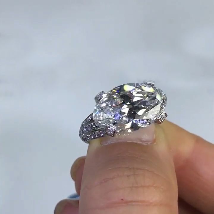 Jorrio Handmade Oval Cut Vintage Sterling Silver Wedding Engagement Ring