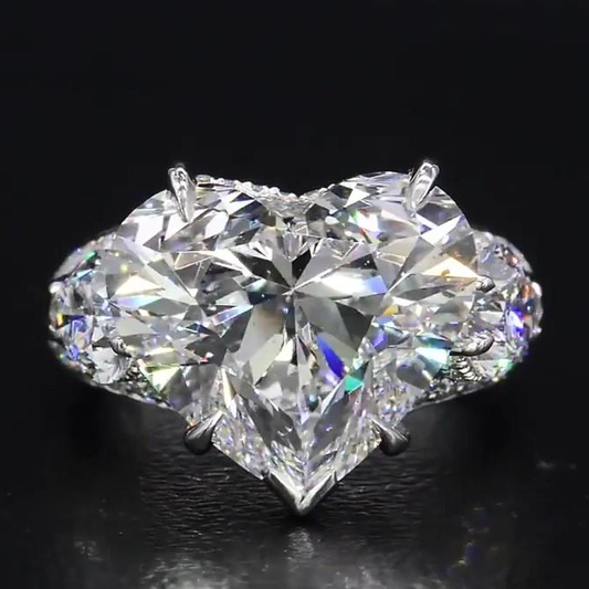 Jorrio heart cut vintage created diamond sterling silver wedding ring engagement ring