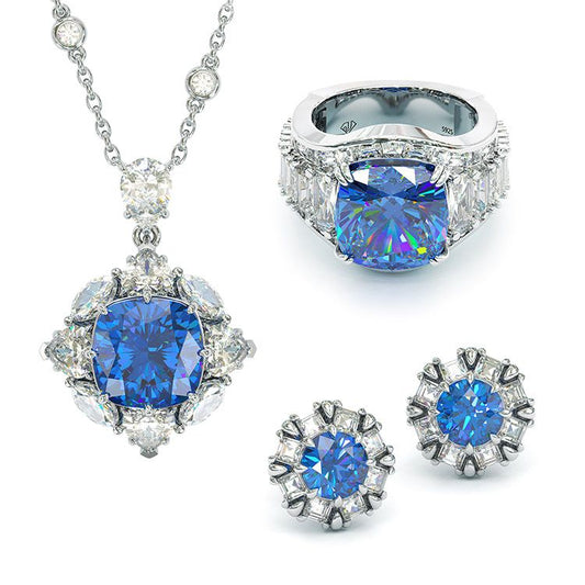 Jorrio handmade vintage style sapphire jewelry set