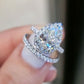 Jorrio handmade pear cut halo created diamond sterling silver bridal set wedding ring