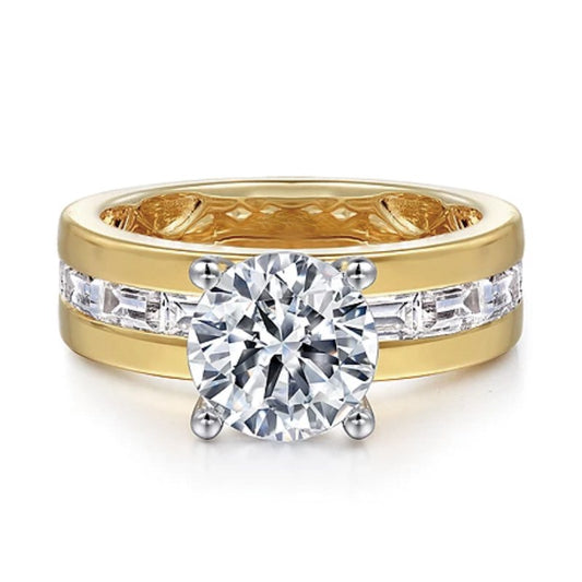 Jorrio Round cut Wide Band Diamond wedding Sterling Silver wedding ring