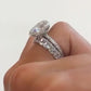 Jorrio cushion cut created diamond sterling silver bridal set wedding ring